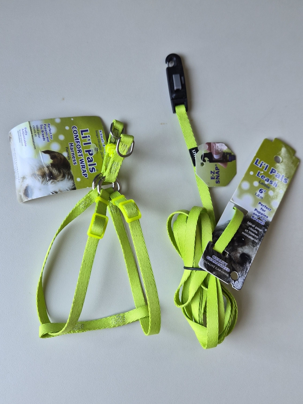 Neon Green Dog Harness & Leash Set